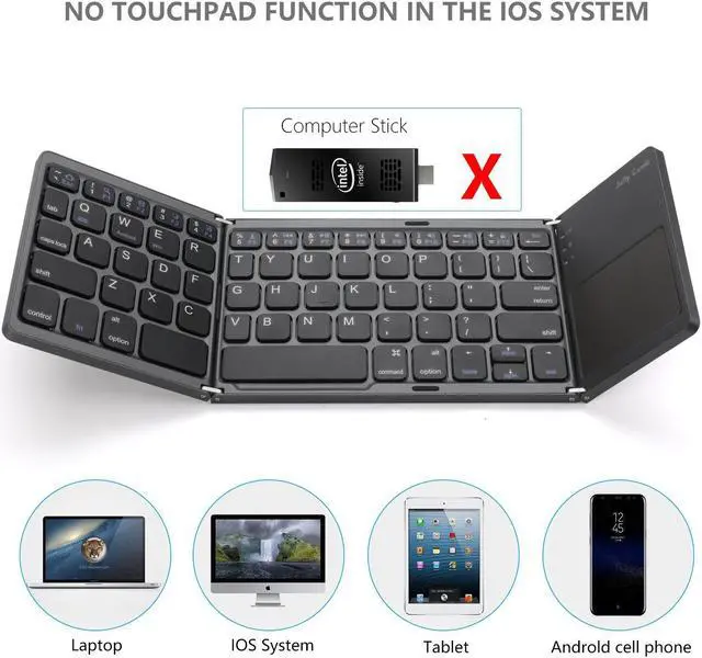 Alt view image 2 of 7 - Foldable Bluetooth Keyboard Werleo Pocket Size Portable Ultra Slim Mini Bluetooth Wireless Keyboard with Touchpad for Android IOS Smart Phone Windows PC Tablet with Rechargable Li-ion Battery