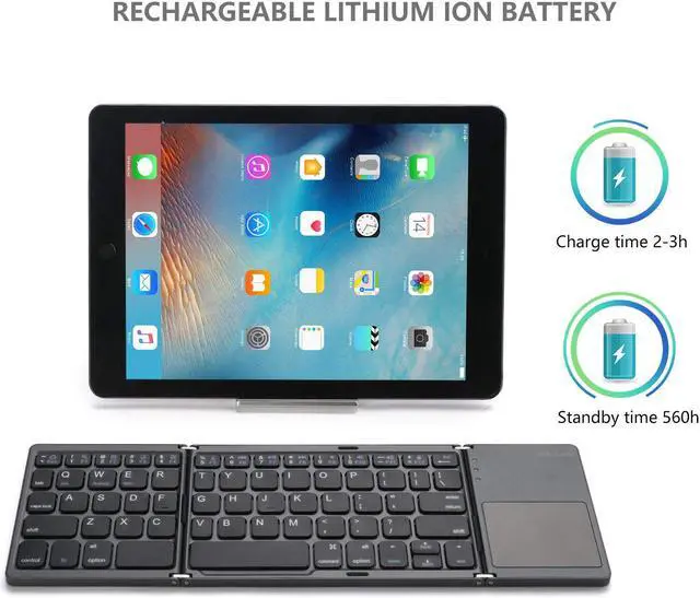 Alt view image 4 of 7 - Foldable Bluetooth Keyboard Werleo Pocket Size Portable Ultra Slim Mini Bluetooth Wireless Keyboard with Touchpad for Android IOS Smart Phone Windows PC Tablet with Rechargable Li-ion Battery