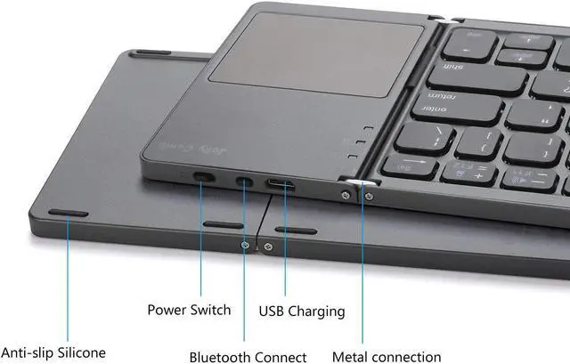 Alt view image 5 of 7 - Foldable Bluetooth Keyboard Werleo Pocket Size Portable Ultra Slim Mini Bluetooth Wireless Keyboard with Touchpad for Android IOS Smart Phone Windows PC Tablet with Rechargable Li-ion Battery