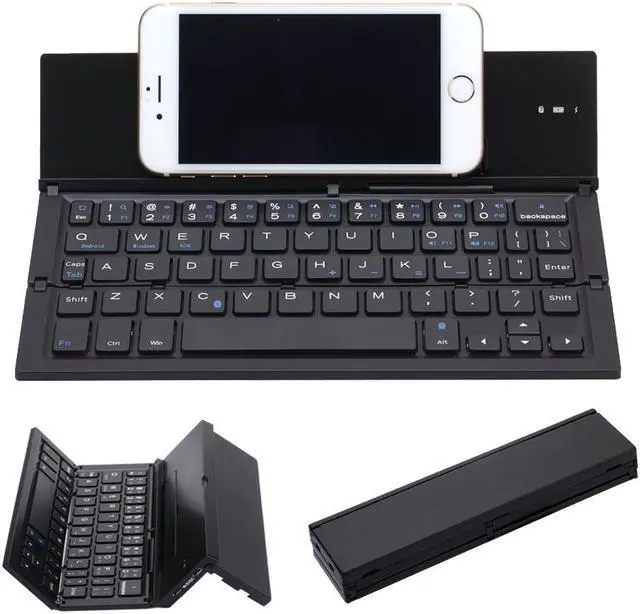 Main image of Folding Wireless Bluetooth Keyboard Werleo Portable Ultra-thin Aluminum Alloy Wireless BT Keyboard with Kickstand Universal for Apple iPhone iOS Android Smartphone Laptop Macbook Tablet Windows