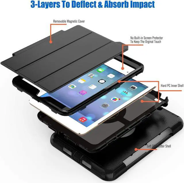 Alt view image 4 of 7 - Werleo iPad Mini 1 2 3 Case Three Layer Shock Proof Protective Case iPad Mini Case iPad Mini 3 Case iPad Mini 2 Case Smart Cover with Auto Sleep Wake & PU Leather Folio Stand Function