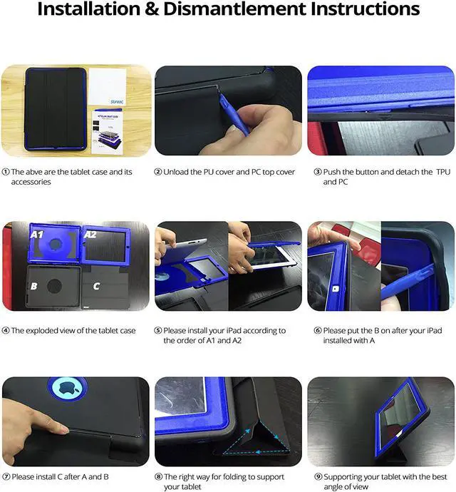 Alt view image 7 of 7 - Werleo iPad Mini 1 2 3 Case Three Layer Shock Proof Protective Case iPad Mini Case iPad Mini 3 Case iPad Mini 2 Case Smart Cover with Auto Sleep Wake & PU Leather Folio Stand Function