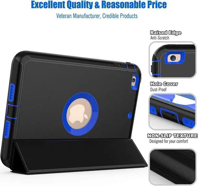 Alt view image 5 of 7 - Werleo iPad Mini 1 2 3 Case Three Layer Shock Proof Protective Case iPad Mini Case iPad Mini 3 Case iPad Mini 2 Case Smart Cover with Auto Sleep Wake & PU Leather Folio Stand Function