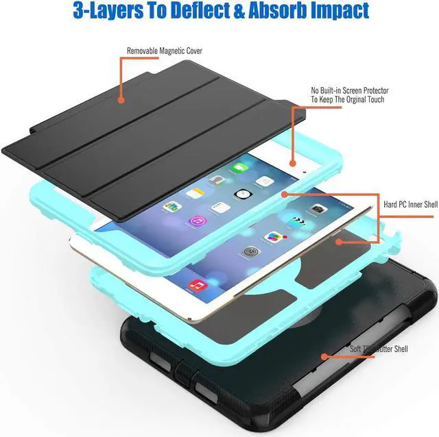 Alt view image 4 of 7 - Werleo iPad Mini 1 2 3 Case Three Layer Shock Proof Protective Case iPad Mini Case iPad Mini 3 Case iPad Mini 2 Case Smart Cover with Auto Sleep Wake & PU Leather Folio Stand Function