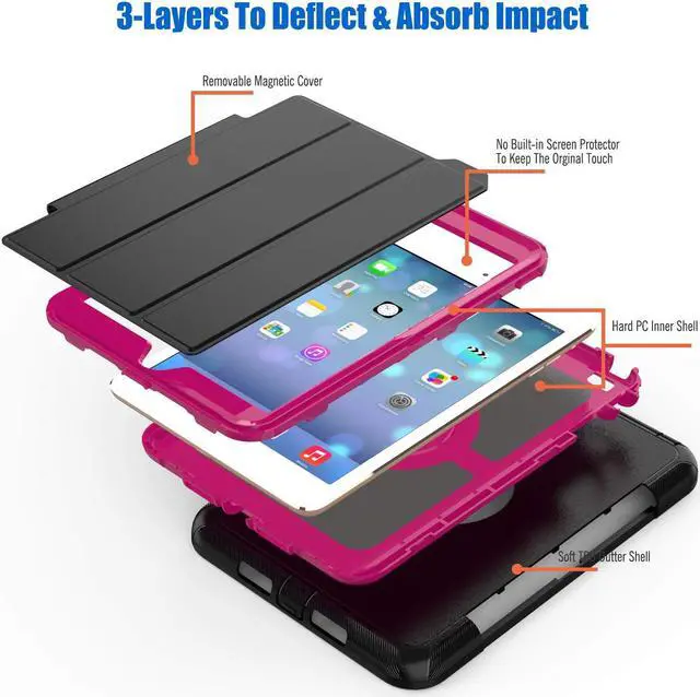 Alt view image 4 of 7 - Werleo iPad Mini 1 2 3 Case Three Layer Shock Proof Protective Case iPad Mini Case iPad Mini 3 Case iPad Mini 2 Case Smart Cover with Auto Sleep Wake & PU Leather Folio Stand Function