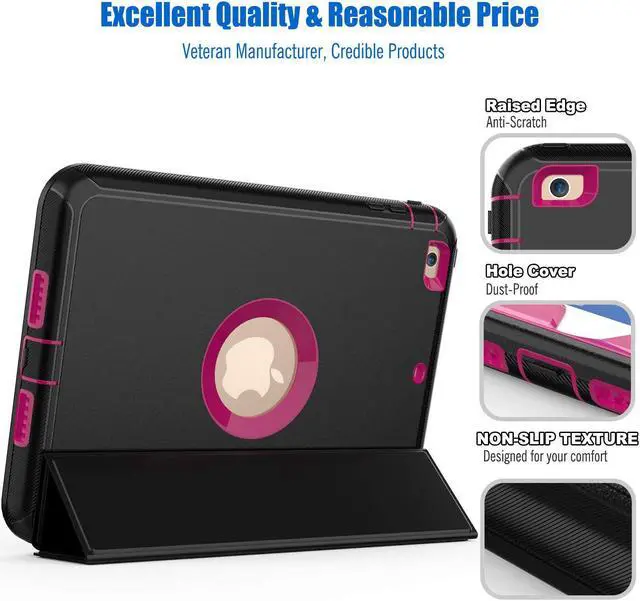 Alt view image 5 of 7 - Werleo iPad Mini 1 2 3 Case Three Layer Shock Proof Protective Case iPad Mini Case iPad Mini 3 Case iPad Mini 2 Case Smart Cover with Auto Sleep Wake & PU Leather Folio Stand Function