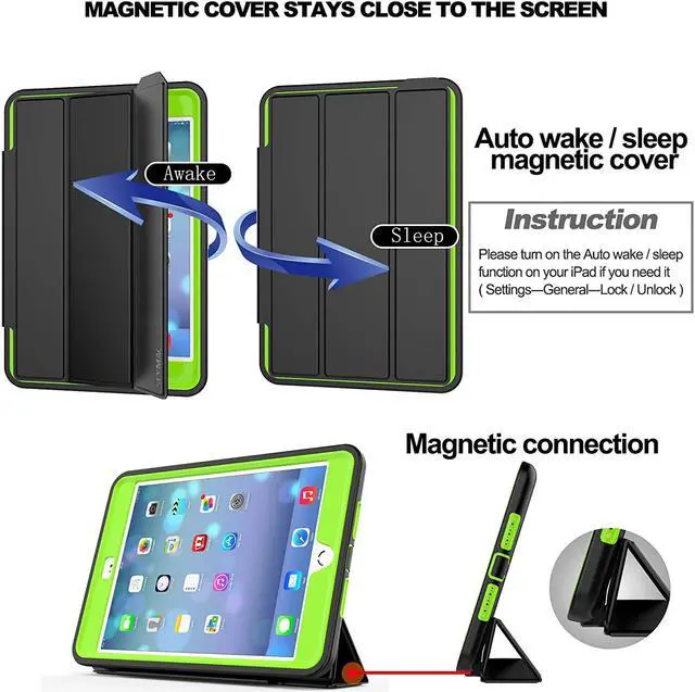 Alt view image 2 of 7 - iPad Mini 4 Case WERLEO Three Layer Drop Protection Rugged Protective Cover Heavy Duty iPad Mini Stand Case with Magnetic Smart Auto Wake Sleep Cover for Apple iPad Mini 4 Smart Case