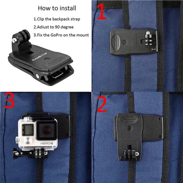 Alt view image 5 of 7 - Werleo Backpack Strap Mount Quick Clip Mount Compatible with Gopro Hero 2018 Fusion Gopro Hero 7 6 5 4 Session 3+ 3 2 1 Cameras