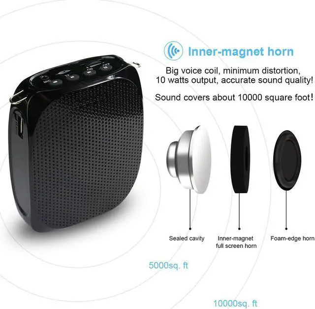 Alt view image 3 of 7 - Werleo Portable Rechargeable Mini Voice Amplifier With Wired Microphone Headset and Waistband Supports MP3 Format Audio for Teachers Singing Coaches Training Presentation Tour Guide