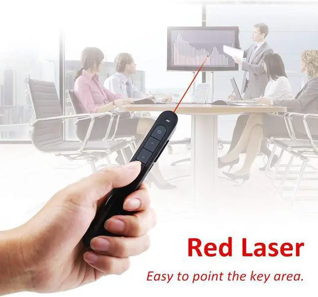 Alt view image 2 of 7 - Zoweetek Rechargeable Wireless Presenter PowerPoint Remote Clicker with Red Laser Pointer and Volume Control