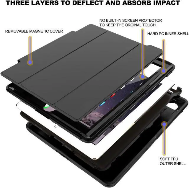 Alt view image 2 of 7 - Werleo iPad 2 3 4 Case Three Layer Drop Protection Rugged Protective Heavy Duty iPad 4 Case Smart Cover with Auto Wake Sleep Function Magnetic Stand Cover for Apple iPad 2 iPad 3 iPad 4