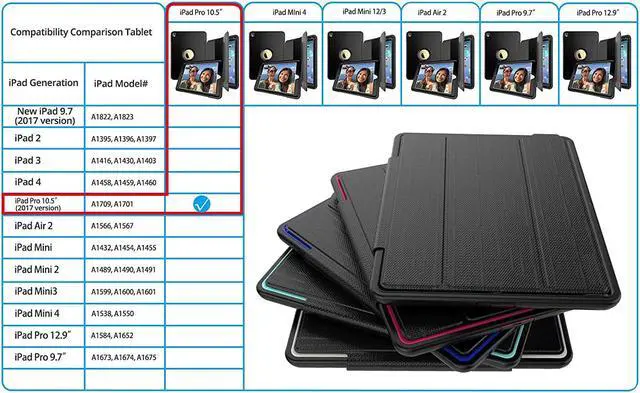 Alt view image 6 of 7 - WERLEO iPad Pro 10.5 Case Three Layer Heavy Duty Drop Protection Shockproof Rugged Protective Case with Magnetic Smart Auto Wake Sleep Cover For Apple iPad Pro 10.5 Model A1701 A1709 Cover Shell