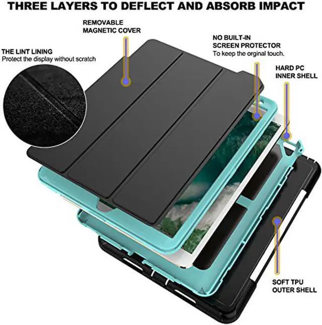 Alt view image 2 of 7 - WERLEO iPad Pro 10.5 Case Three Layer Heavy Duty Drop Protection Shockproof Rugged Protective Case with Magnetic Smart Auto Wake Sleep Cover For Apple iPad Pro 10.5 Model A1701 A1709 Cover Shell
