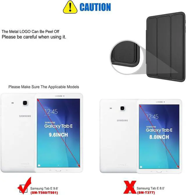 Alt view image 2 of 6 - WERLEO Samsung Galaxy Tab E 9.6 Case Three Layer Drop Protection Full Body Rugged Protective Case with Auto Sleep Wake Magnetic Smart Stand Cover for Samsung Galaxy T560  Model SM-T560 SM-T561 Cover