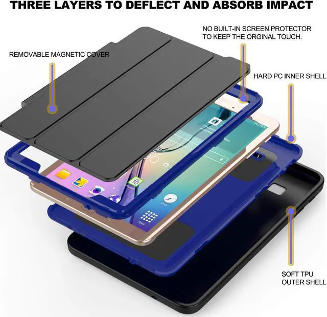 Alt view image 6 of 6 - WERLEO Samsung Galaxy Tab E 9.6 Case Three Layer Drop Protection Full Body Rugged Protective Case with Auto Sleep Wake Magnetic Smart Stand Cover for Samsung Galaxy T560  Model SM-T560 SM-T561 Cover