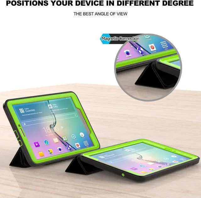 Alt view image 5 of 7 - WERLEO Samsung Galaxy Tab E 9.6 Case Three Layer Drop Protection Full Body Rugged Protective Case with Auto Sleep Wake Magnetic Smart Stand Cover for Samsung Galaxy T560  Model SM-T560 SM-T561 Cover