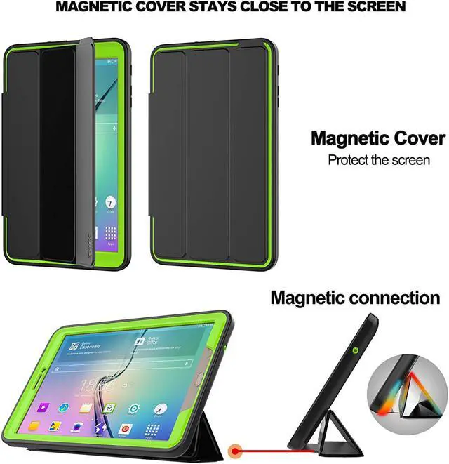 Alt view image 3 of 7 - WERLEO Samsung Galaxy Tab E 9.6 Case Three Layer Drop Protection Full Body Rugged Protective Case with Auto Sleep Wake Magnetic Smart Stand Cover for Samsung Galaxy T560  Model SM-T560 SM-T561 Cover