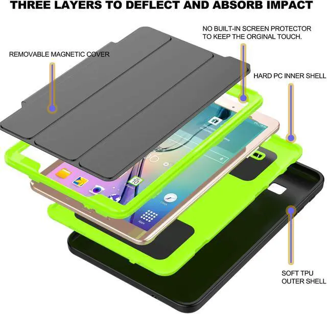 Alt view image 4 of 7 - WERLEO Samsung Galaxy Tab E 9.6 Case Three Layer Drop Protection Full Body Rugged Protective Case with Auto Sleep Wake Magnetic Smart Stand Cover for Samsung Galaxy T560  Model SM-T560 SM-T561 Cover