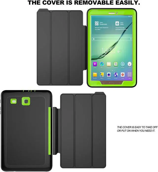 Alt view image 6 of 7 - WERLEO Samsung Galaxy Tab E 9.6 Case Three Layer Drop Protection Full Body Rugged Protective Case with Auto Sleep Wake Magnetic Smart Stand Cover for Samsung Galaxy T560  Model SM-T560 SM-T561 Cover