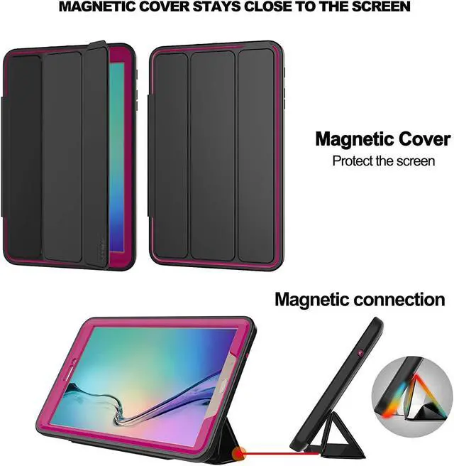 Alt view image 4 of 7 - WERLEO Samsung Galaxy Tab E 9.6 Case Three Layer Drop Protection Full Body Rugged Protective Case with Auto Sleep Wake Magnetic Smart Stand Cover for Samsung Galaxy T560  Model SM-T560 SM-T561 Cover
