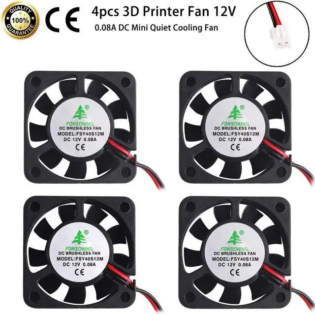 Main image of Werleo 4pcs 3D Printer Fan 12V 0.08A DC Mini Quiet Cooling Fan 40X40X10mm with 28cm Cable for 3D Printer, DVR,and Other Small Appliances Series Repair Replacement
