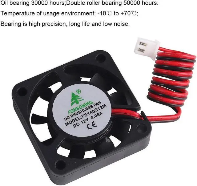 Alt view image 2 of 7 - Werleo 4pcs 3D Printer Fan 12V 0.08A DC Mini Quiet Cooling Fan 40X40X10mm with 28cm Cable for 3D Printer, DVR,and Other Small Appliances Series Repair Replacement
