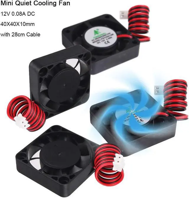 Alt view image 3 of 7 - Werleo 4pcs 3D Printer Fan 12V 0.08A DC Mini Quiet Cooling Fan 40X40X10mm with 28cm Cable for 3D Printer, DVR,and Other Small Appliances Series Repair Replacement