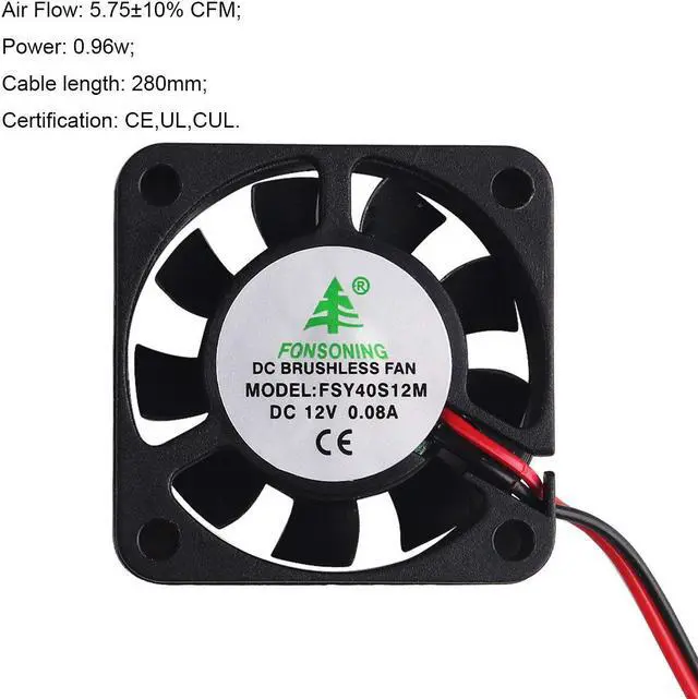 Alt view image 4 of 7 - Werleo 4pcs 3D Printer Fan 12V 0.08A DC Mini Quiet Cooling Fan 40X40X10mm with 28cm Cable for 3D Printer, DVR,and Other Small Appliances Series Repair Replacement