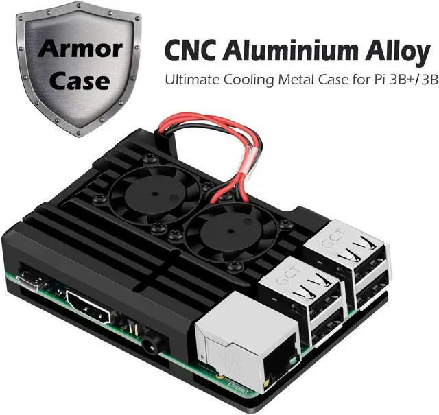 Alt view image 2 of 7 - Werleo Raspberry Pi 3 Model B+ Case Raspberry Pi Metal Raspberry Pi 3 Model B Case With Dual Fan Aluminium Alloy Raspberry Pi Fan Heatsink Case for Raspberry Pi 3 B+  and Raspberry Pi 3 B