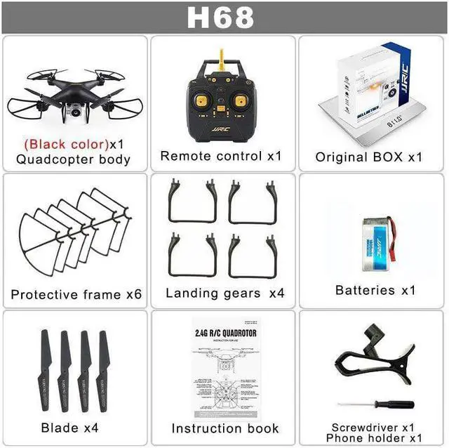 Alt view image 7 of 7 - FPV RC Drone Drone JJRC H68 RC Quadcopter Drone with 720P HD Camera Live Video WIFI FPV Quadcopter with Headless Mode Altitude Hold Long Range