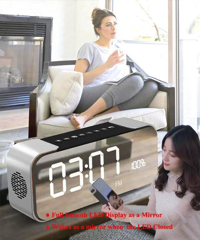 Alt view image 5 of 7 - Bluetooth Speaker Werleo Portable Wireless Stereo Speaker with Alarm Clock FM Radio LED Display Micrphone Hands-Free Two Subwoofer Enhanced Bass Hi-Fi Surround for iPhone iPad Samsung Tablet PC Home