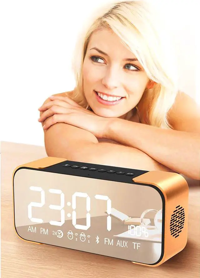 Alt view image 7 of 7 - Bluetooth Speaker Werleo Portable Wireless Stereo Speaker with Alarm Clock FM Radio LED Display Micrphone Hands-Free Two Subwoofer Enhanced Bass Hi-Fi Surround for iPhone iPad Samsung Tablet PC Home