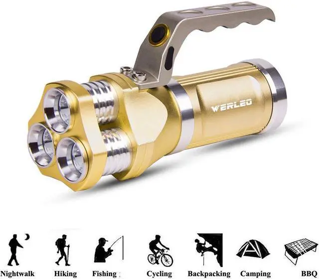 Main image of Werleo Super Bright Rechargeable CREE T6 Tactical LED Flashlight Torch Outdoor Waterproof High Powered Handheld Spotlight Searchlight Dimmable Floodlight For Camping Lantern Hiking Hunting Emergency