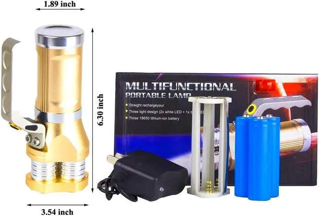 Alt view image 7 of 7 - Werleo Super Bright Rechargeable CREE T6 Tactical LED Flashlight Torch Outdoor Waterproof High Powered Handheld Spotlight Searchlight Dimmable Floodlight For Camping Lantern Hiking Hunting Emergency