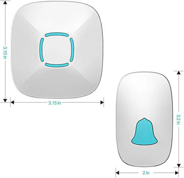 Alt view image 2 of 7 - Ring Doorbell Werleo Waterproof Wireless Doorbell Kit Remote Door Chime 2 Plugin Receivers 1 Push Button with LED indicator 1000ft Range 36 Chime 4 Level Volume No Batterie Required for Receiver White