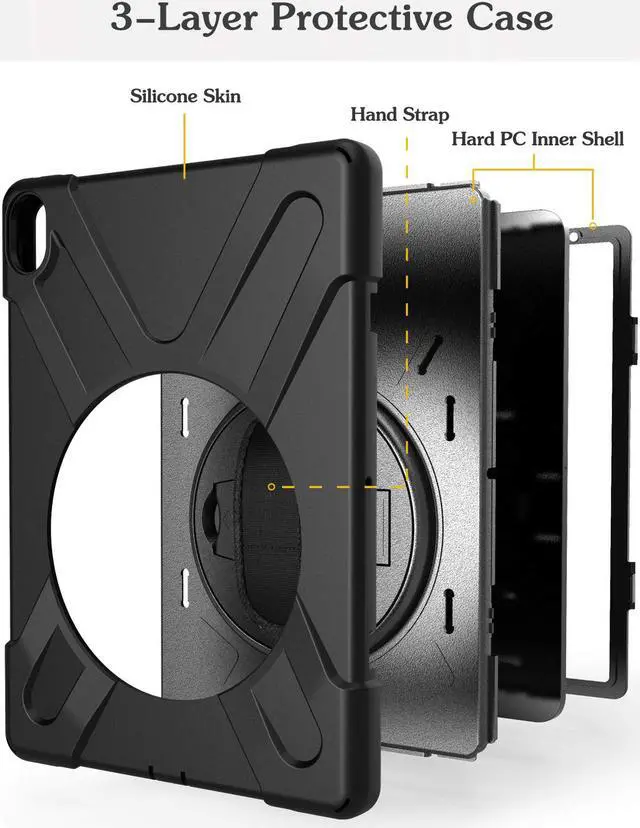 Alt view image 3 of 7 - iPad Pro 11 Inch 2018 Case WERLEO Hybrid hree Layer Heavy Duty Protective Case Shockproof Case Cover with Handle Hand Strap, Kickstand& Shoulder Strap for iPad Pro 11 2018 Release Tablet