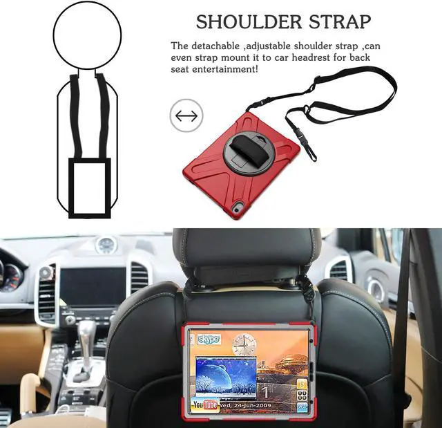 Alt view image 4 of 7 - iPad Pro 11 Inch 2018 Case WERLEO Hybrid hree Layer Heavy Duty Protective Case Shockproof Case Cover with Handle Hand Strap, Kickstand& Shoulder Strap for iPad Pro 11 2018 Release Tablet