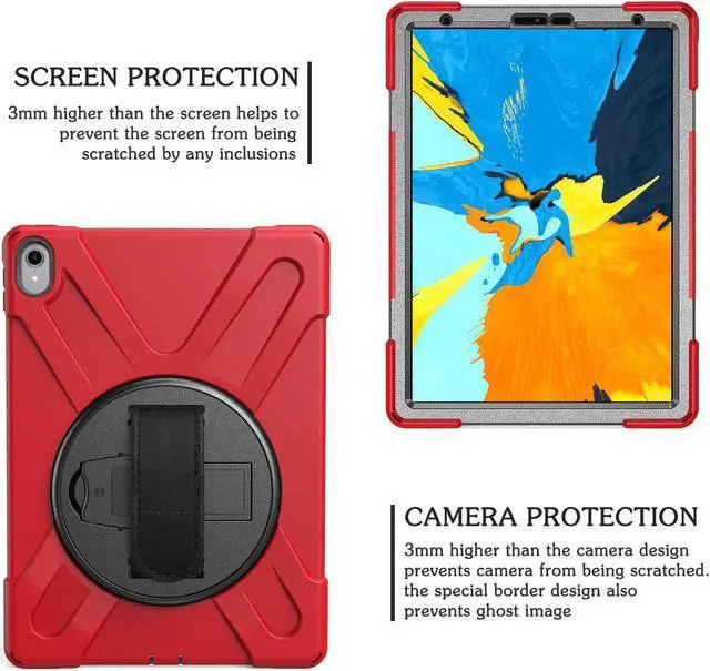 Alt view image 3 of 7 - iPad Pro 11 Inch 2018 Case WERLEO Hybrid hree Layer Heavy Duty Protective Case Shockproof Case Cover with Handle Hand Strap, Kickstand& Shoulder Strap for iPad Pro 11 2018 Release Tablet