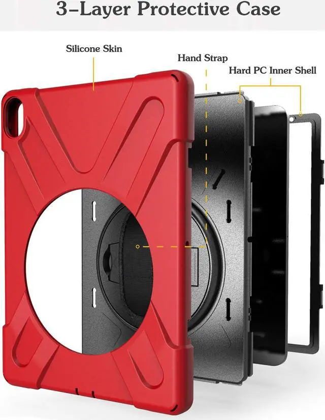 Alt view image 5 of 7 - iPad Pro 11 Inch 2018 Case WERLEO Hybrid hree Layer Heavy Duty Protective Case Shockproof Case Cover with Handle Hand Strap, Kickstand& Shoulder Strap for iPad Pro 11 2018 Release Tablet
