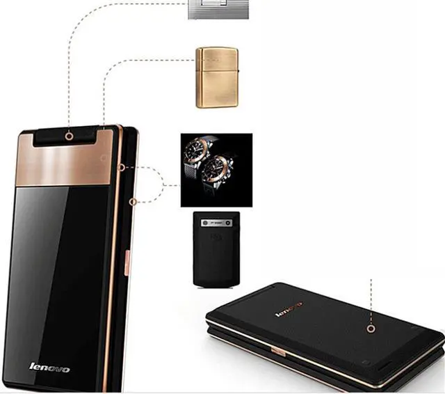 Alt view image 4 of 7 - Original Lenovo A588T Flip Mobile Phone Android 4.4 MTK6582 Quad Core 512MB RAM 4GB ROM Dual Sim 4" Touch Screen 5.0MP Camera