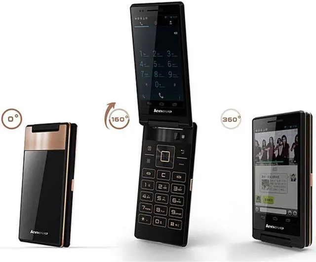 Alt view image 2 of 7 - Original Lenovo A588T Flip Mobile Phone Android 4.4 MTK6582 Quad Core 512MB RAM 4GB ROM Dual Sim 4" Touch Screen 5.0MP Camera