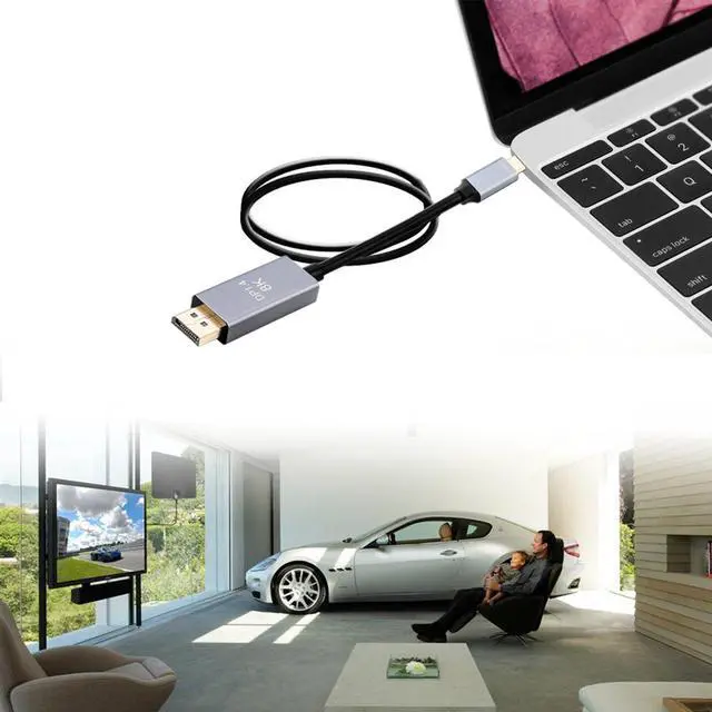 Alt view image 5 of 6 - CableDeconn USB-C to DisplayPort 8K Cable 2M 7680x4320 8K@30Hz 4K@144Hz HDTV Adapter for New MacBook 2017 2018 Dell XPS  2m