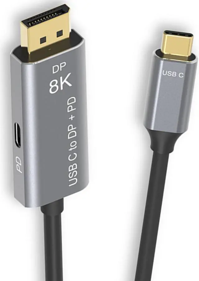 Alt view image 6 of 7 - CableDeconn USB C to DisplayPort 1.4 8K Cable with USB-C PD 8K@60Hz 4K@144Hz Converter Thunderbolt 3 to DisplayPort Adapter Compatible with New MacBook Pro 2019 2020 DELL XPS 1m 3.3ft