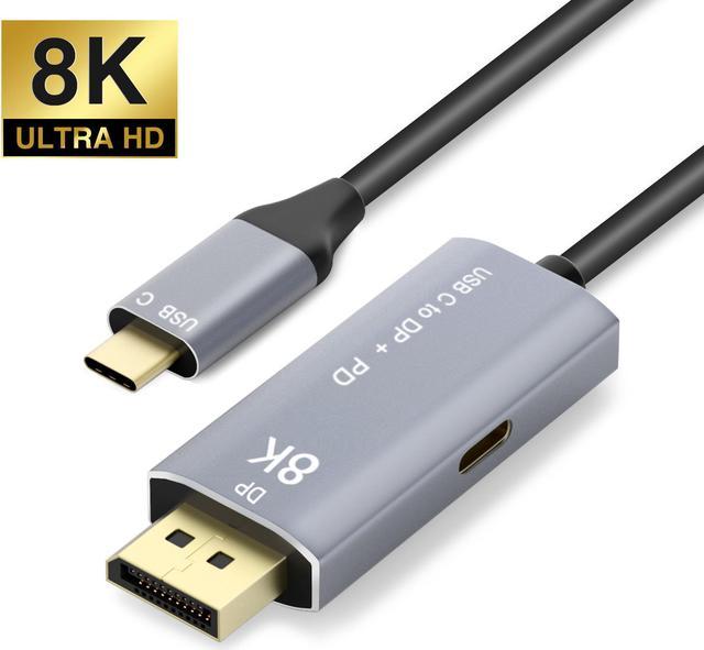 CableDeconn USB C to DisplayPort 1.4 8K Cable with USB-C PD 8K@60Hz  4K@144Hz Converter Thunderbolt 3 to DisplayPort Adapter Compatible with New  MacBook Pro 2019 2020 DELL XPS 1m 3.3ft 