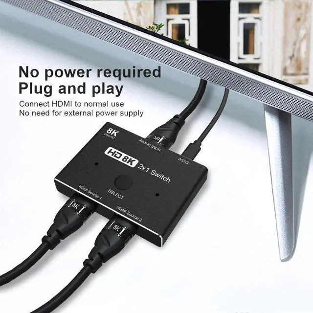 Alt view image 4 of 8 - CABLEDECONN HDMI 2.1 Ultra HD 8K High Speed 48Gbps Directional Switch Only 2in 1out 8K@60Hz 4K@120Hz Splitter Converter Compatible with Xbox PS5 Projectors Monitors