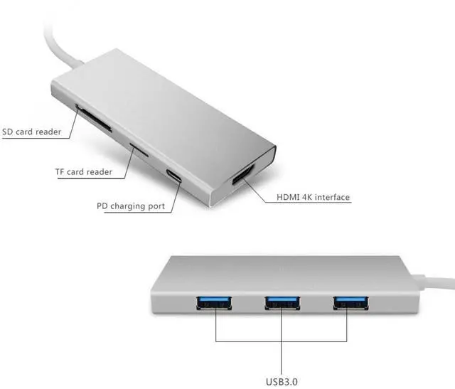 Alt view image 3 of 7 - CableDeconn 7IN1 Portable Type USB-C Hub 3.1 with HDMI Port USB 3.0 SD & MicroSD Card Reader USBC Charging port for MacBook Pro 2016 2017