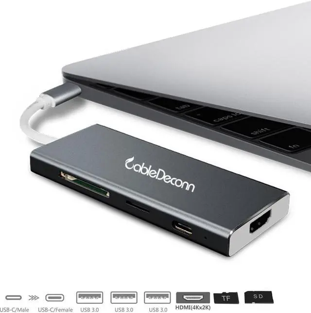 Main image of CableDeconn 7IN1 Portable Type USB-C Hub 3.1 with HDMI Port USB 3.0 SD & MicroSD Card Reader USBC Charging port for MacBook Pro 2016 2017