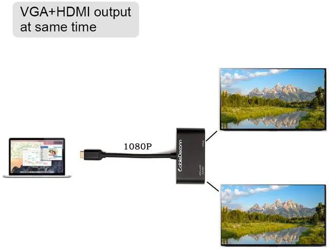 Alt view image 4 of 7 - CableDeconn Thunderbolt 3 hdmi vga adapter usb Type-c hub usb c hdmi 4k cable 2in1 Multiport usb3.1 Converter For mac apple new Macbook 2017