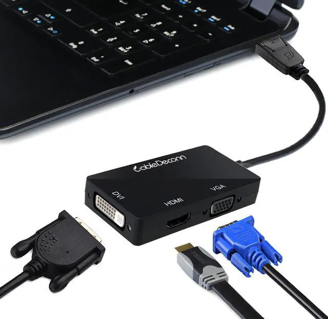 Alt view image 2 of 5 - CableDeconn Displayport Dp to Hdmi vga dvi Male to Female 3-in-1 Adapter Converter Cable For pc