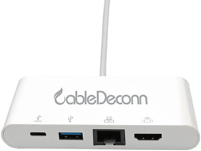 Alt view image 5 of 7 - CableDeconn thunderbolt 3 usb type-c hub hdmi ethernet rj45 usb3.0 usb c charging 4in1 adapter cable converter for 2017 macbook pro Dell XPS
